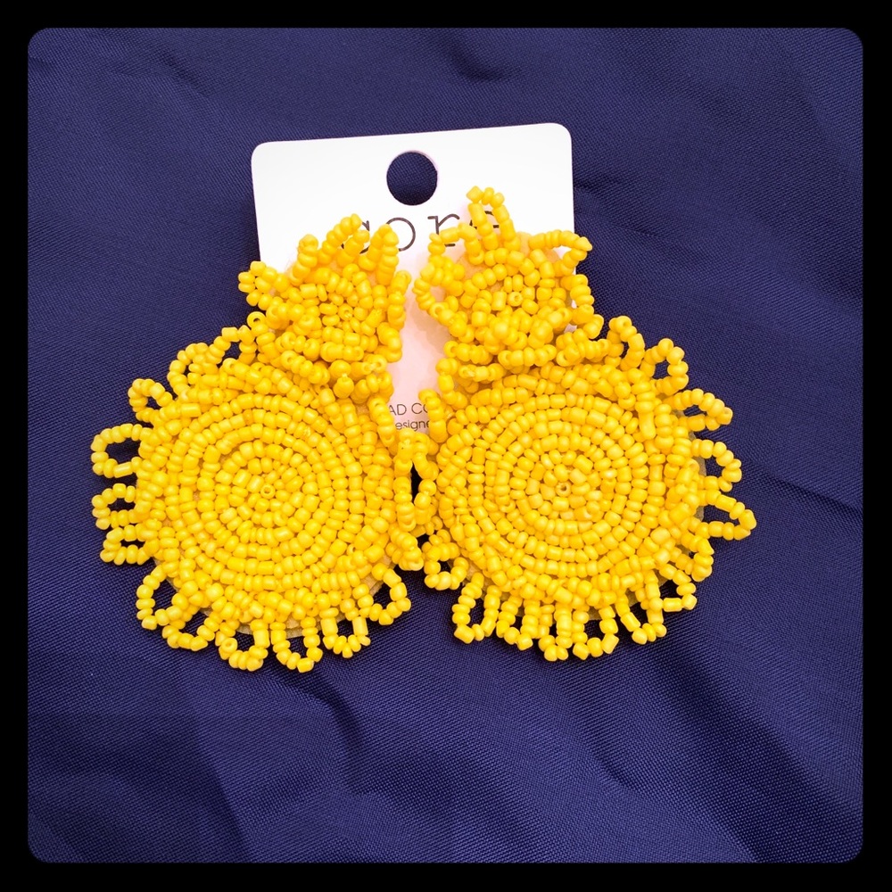 Sunshine Yellow Beaded Earrings
